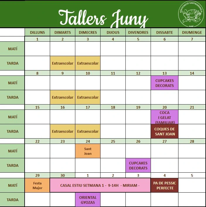 calendario Junio 2024 La Tata & Sweets